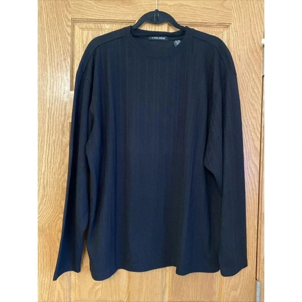 Men’s Linea Dome Black Crew Neck Sweater Top Size XL Lightweight